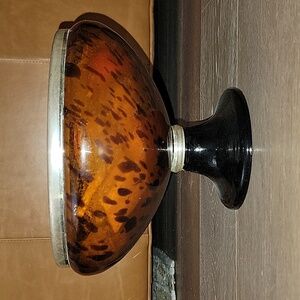 Vintage Tortoiseshell Glass Pedestal Bowl